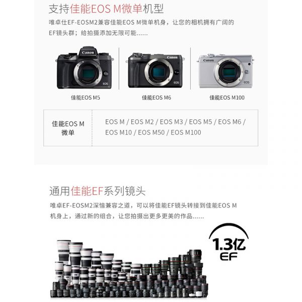 唯卓仕 EF-EOS M2 Canon自動對焦轉接環 減焦增光 0.71X EOS M微單眼相機專用 EOS M2
