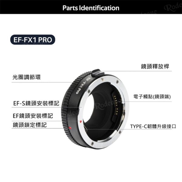 唯卓仕 EF-FX1 Pro 自動對焦轉接環 可調光圈環 Canon EOS 轉 富士FX EF-FX